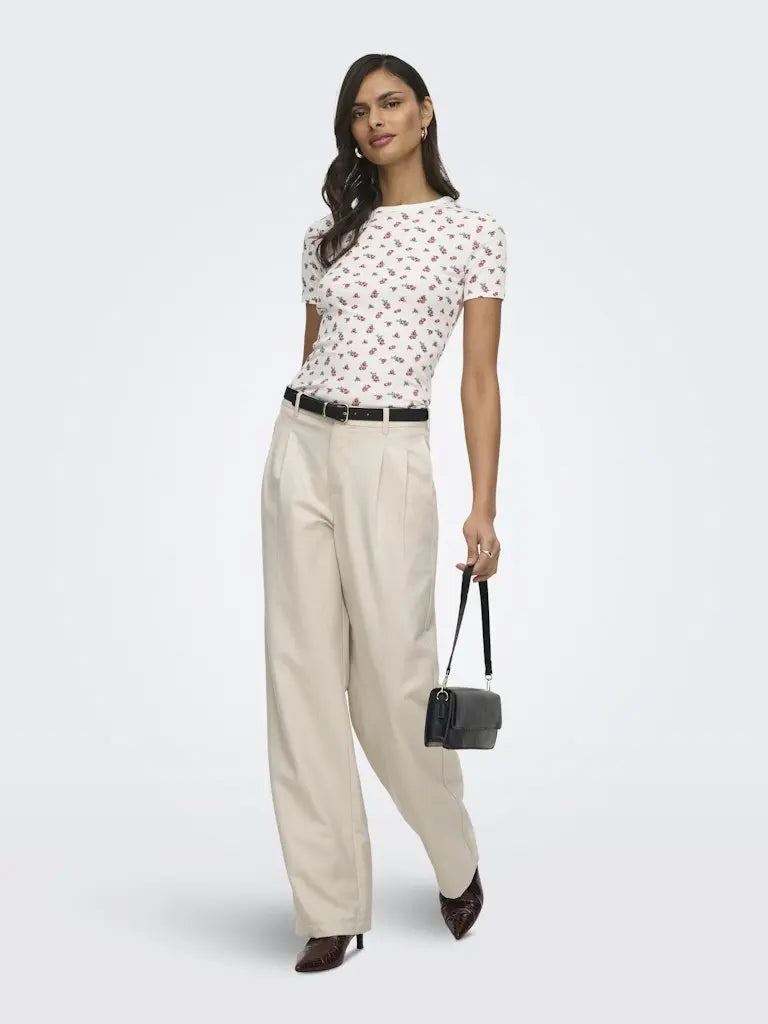 Lucky Print T-Skjorte - Cloud Dancer/Rose JDY