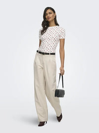Lucky Print T-Skjorte - Cloud Dancer/Rose JDY