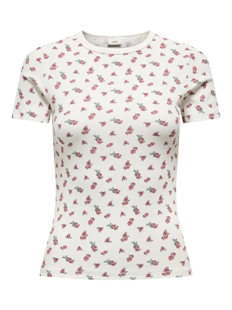Lucky Print T-Skjorte - Cloud Dancer/Rose JDY
