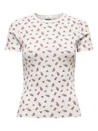 Lucky Print T-Skjorte - Cloud Dancer/Rose JDY
