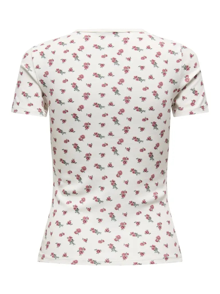 Lucky Print T-Skjorte - Cloud Dancer/Rose JDY