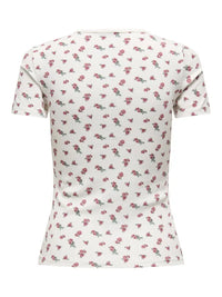 Lucky Print T-Skjorte - Cloud Dancer/Rose JDY
