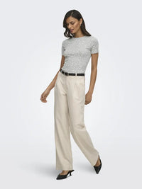 Lucky Print T-Skjorte - Light Grey Melange/Soft Flower JDY