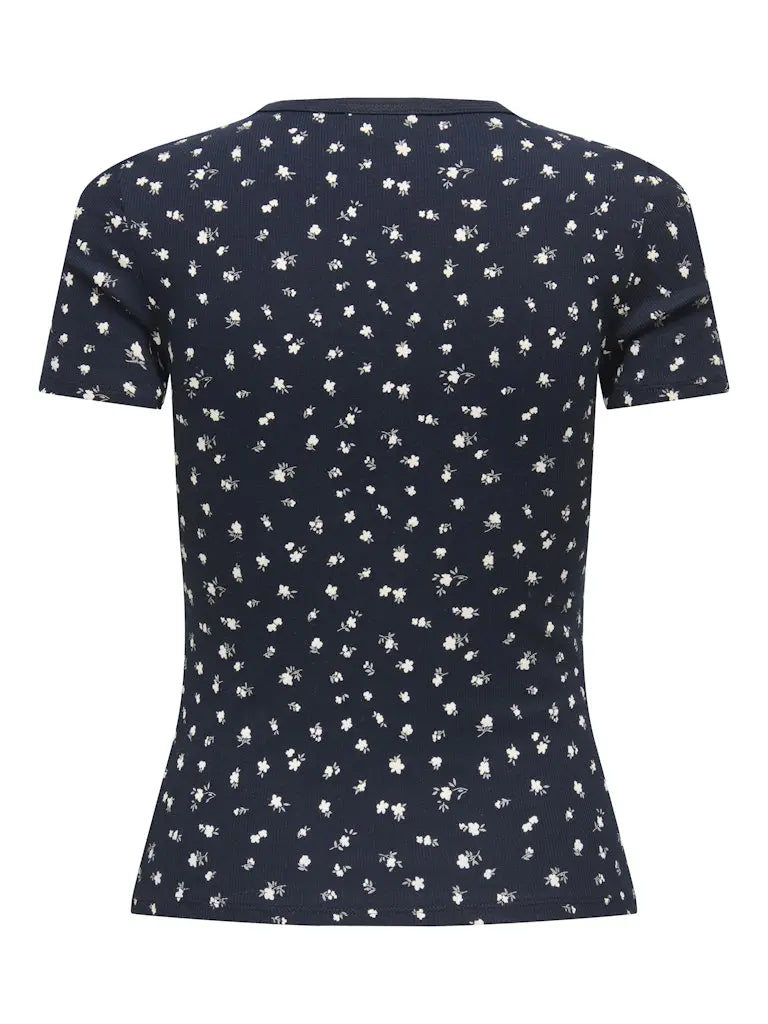 Lucky Print T-Skjorte - Sky Captain/Soft Flower JDY