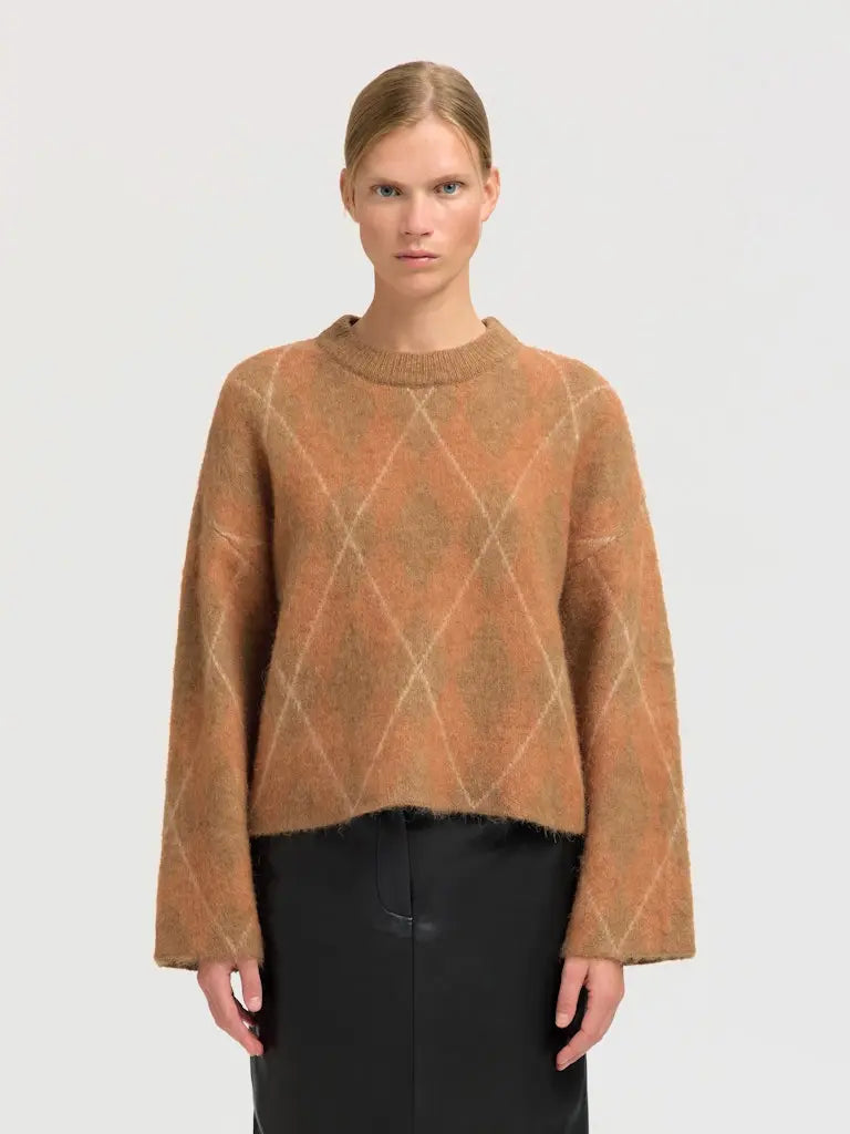 Lulu Brushed Genser - Golden Brown Detail Selected Femme