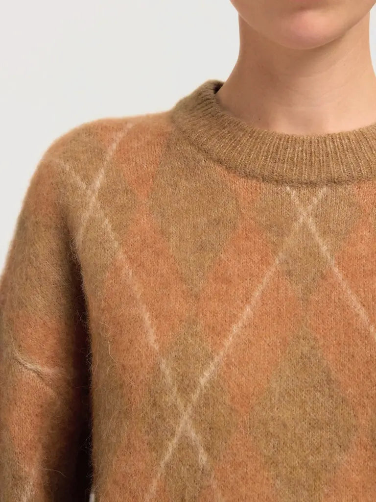 Lulu Brushed Genser - Golden Brown Detail Selected Femme