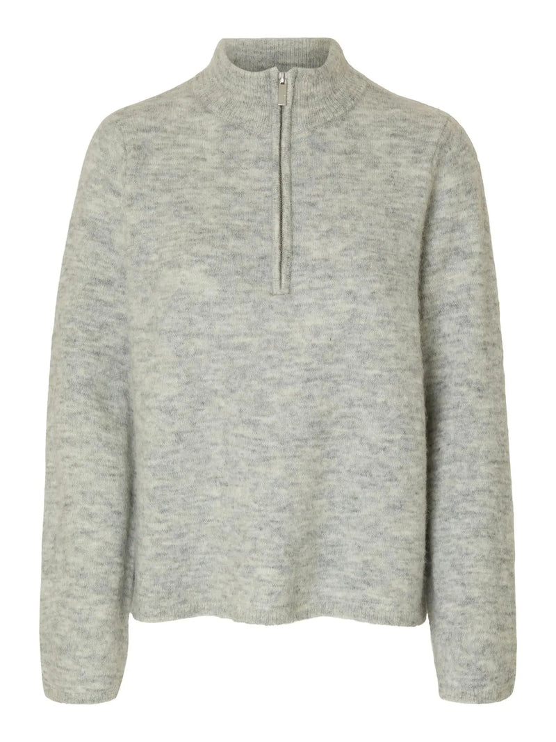 Lulu Half Zip - Light Grey Melange Selected Femme