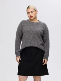 Lulu Strikkegenser - Medium Grey Melange Selected Femme