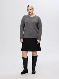 Lulu Strikkegenser - Medium Grey Melange Selected Femme