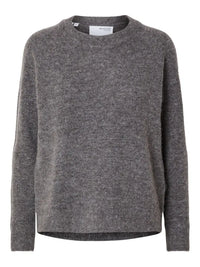 Lulu Strikkegenser - Medium Grey Melange Selected Femme