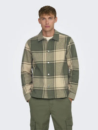 Mace Overshirt - Olive Night Checks Only & Sons