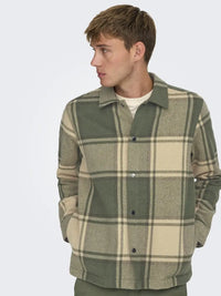 Mace Overshirt - Olive Night Checks Only & Sons