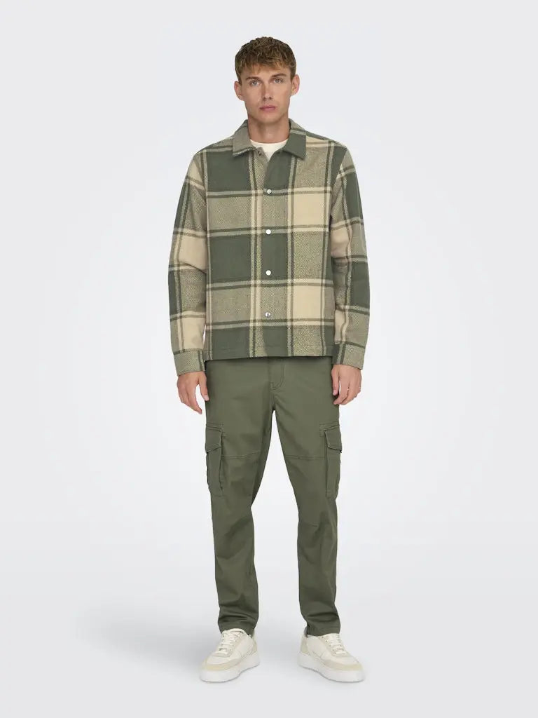 Mace Overshirt - Olive Night Checks Only & Sons