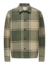 Mace Overshirt - Olive Night Checks Only & Sons