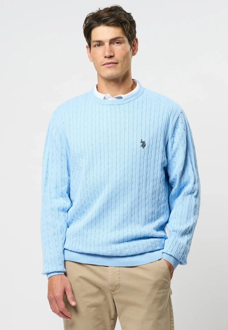 Mads Kabelstrikk - Placid Blue U.S. Polo Assn.