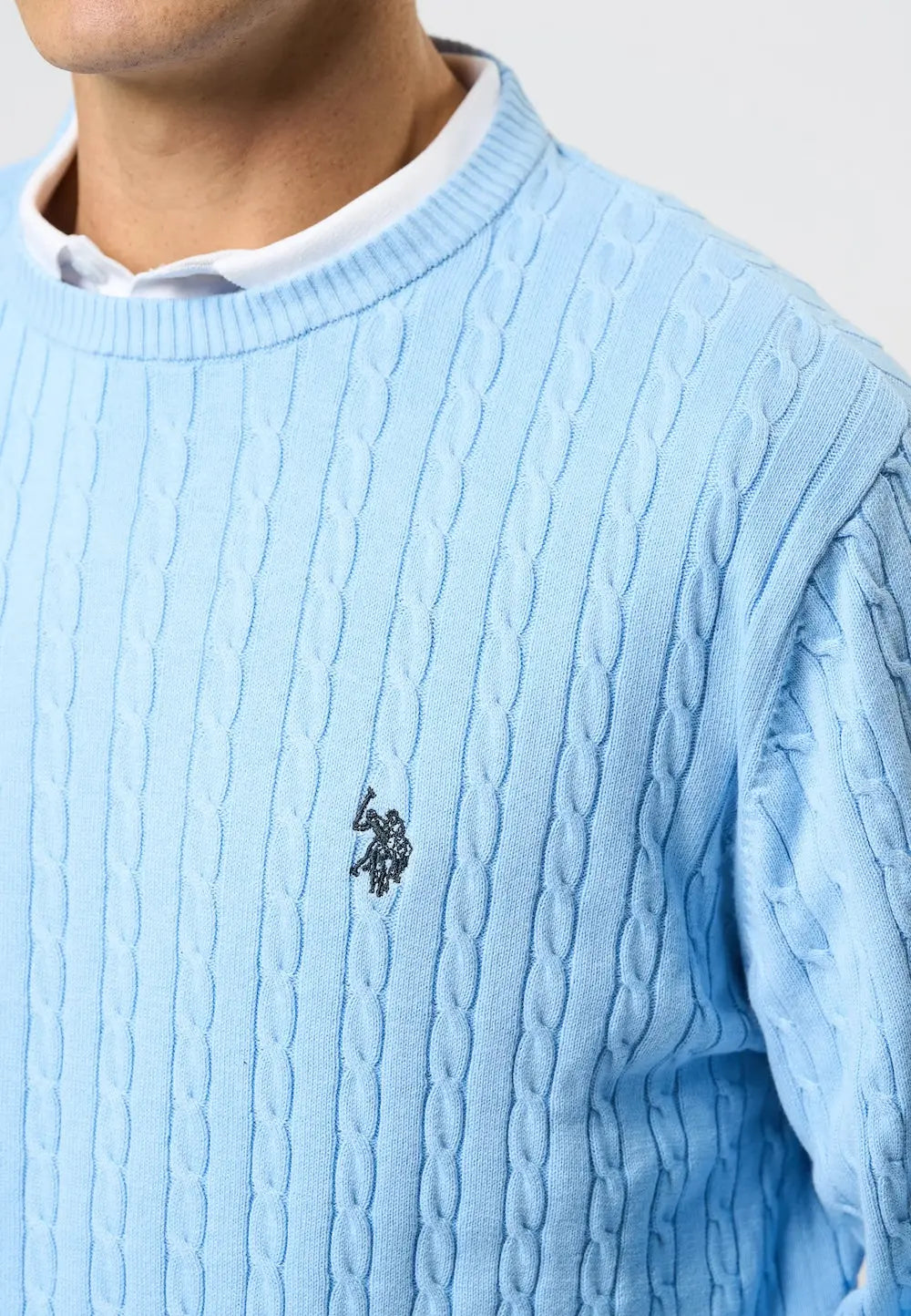 Mads Kabelstrikk - Placid Blue U.S. Polo Assn.