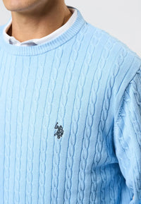 Mads Kabelstrikk - Placid Blue U.S. Polo Assn.