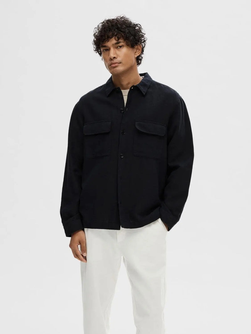 Mads Lin Overshirt - Sky Captain Selected Homme