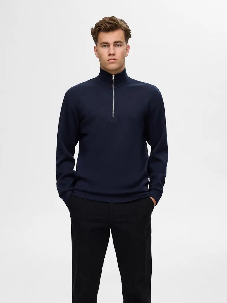 Manuel Half Zip Soft Sweat - Sky Captain Selected Homme