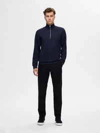 Manuel Half Zip Soft Sweat - Sky Captain Selected Homme