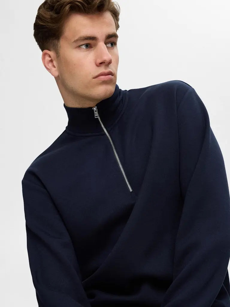 Manuel Half Zip Soft Sweat - Sky Captain Selected Homme