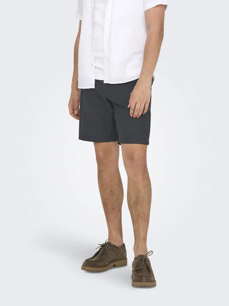 Mark Cotton Linen Shorts 0011 - Black Only & Sons