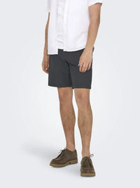 Mark Cotton Linen Shorts 0011 - Black Only & Sons