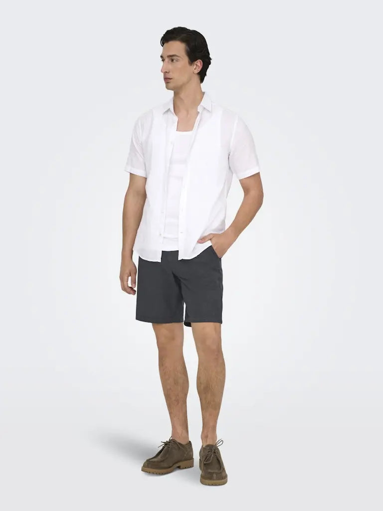 Mark Cotton Linen Shorts 0011 - Black Only & Sons