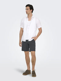 Mark Cotton Linen Shorts 0011 - Black Only & Sons