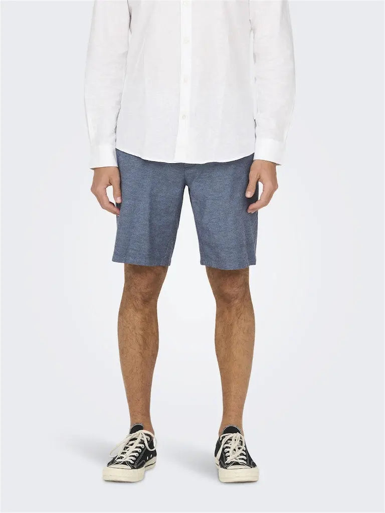 Mark Cotton Linen Shorts 0011 - Dark Navy Only & Sons