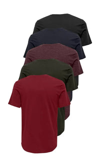 Matt T-Skjorte Lang 5-pack - Ass Mix 3 Only & Sons