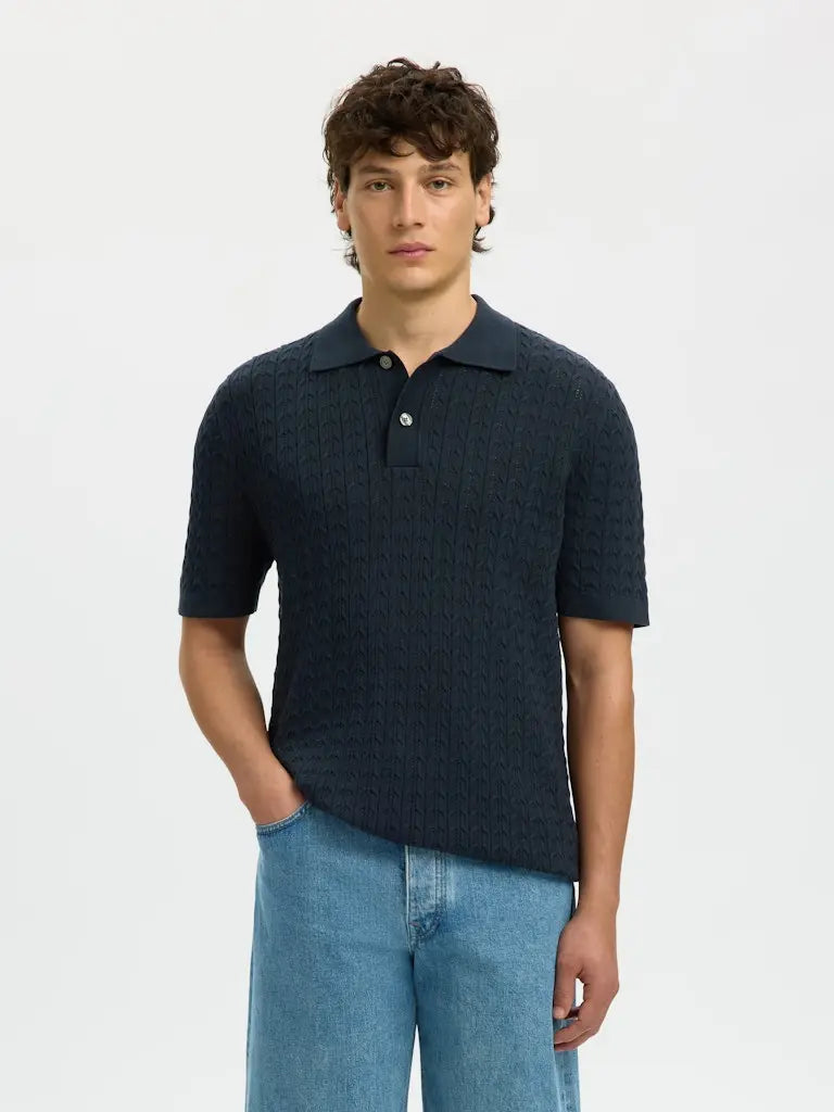 Mattis Cable Polo - Sky Captain Selected Homme