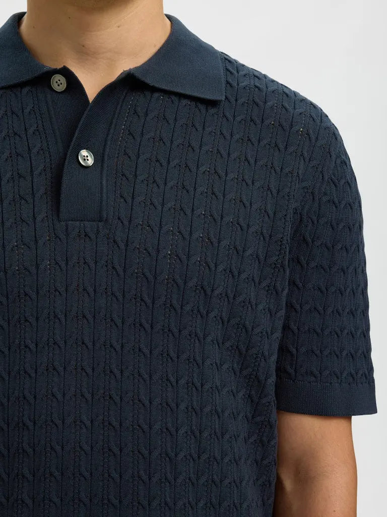 Mattis Cable Polo - Sky Captain Selected Homme
