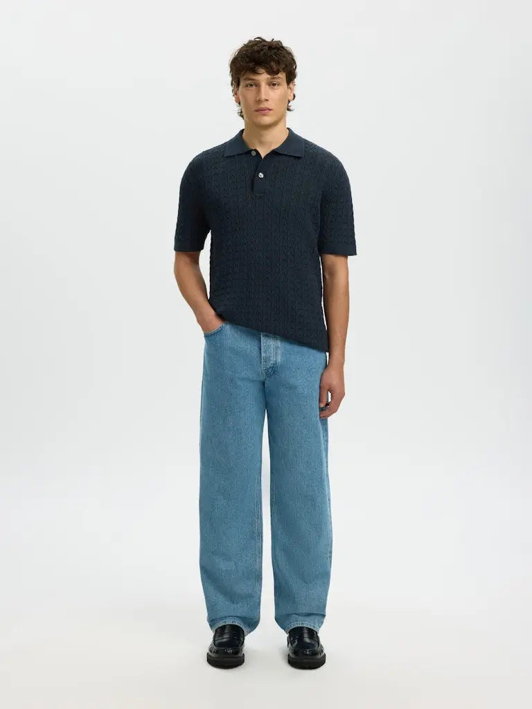 Mattis Cable Polo - Sky Captain Selected Homme