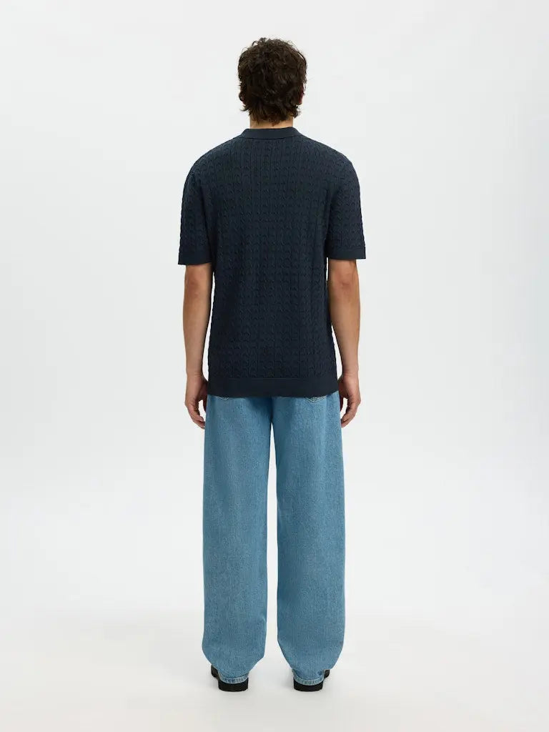 Mattis Cable Polo - Sky Captain Selected Homme