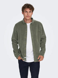 Michael Cord Regular Skjorte - Castor Grey Only & Sons