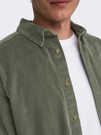 Michael Cord Regular Skjorte - Castor Grey Only & Sons
