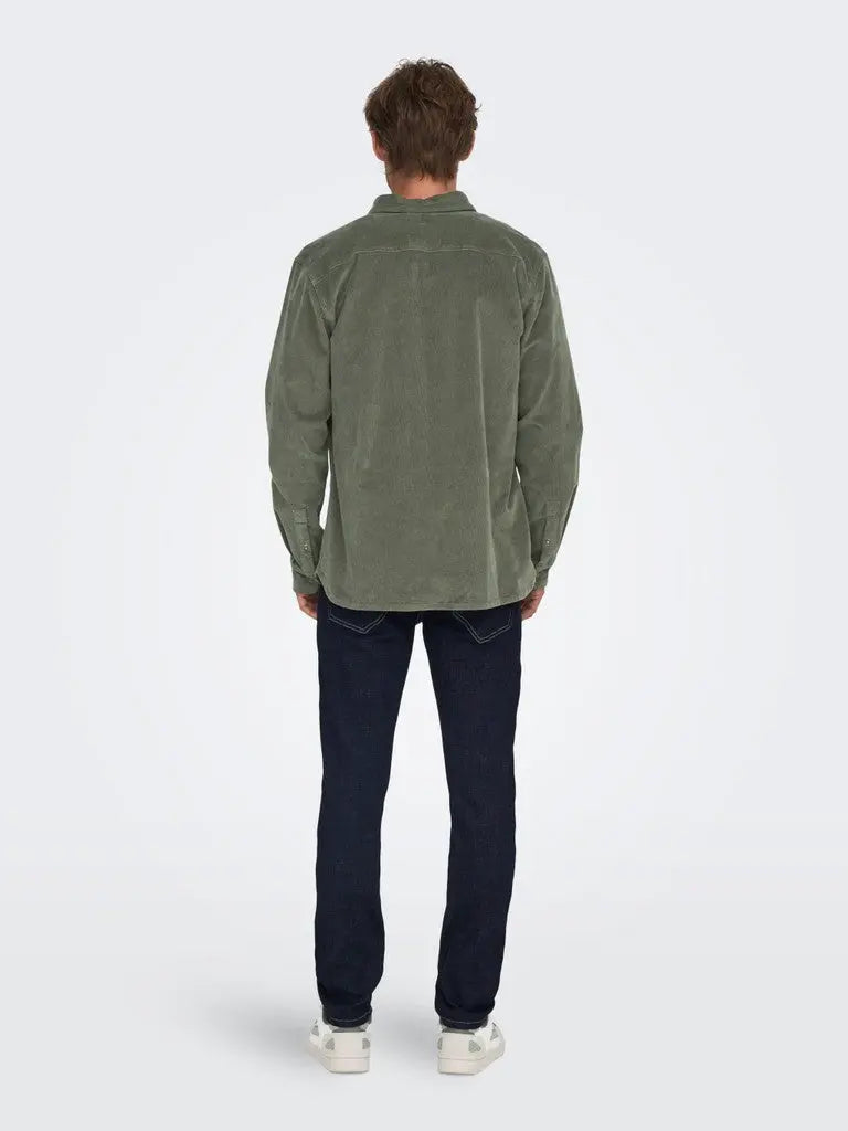Michael Cord Regular Skjorte - Castor Grey Only & Sons