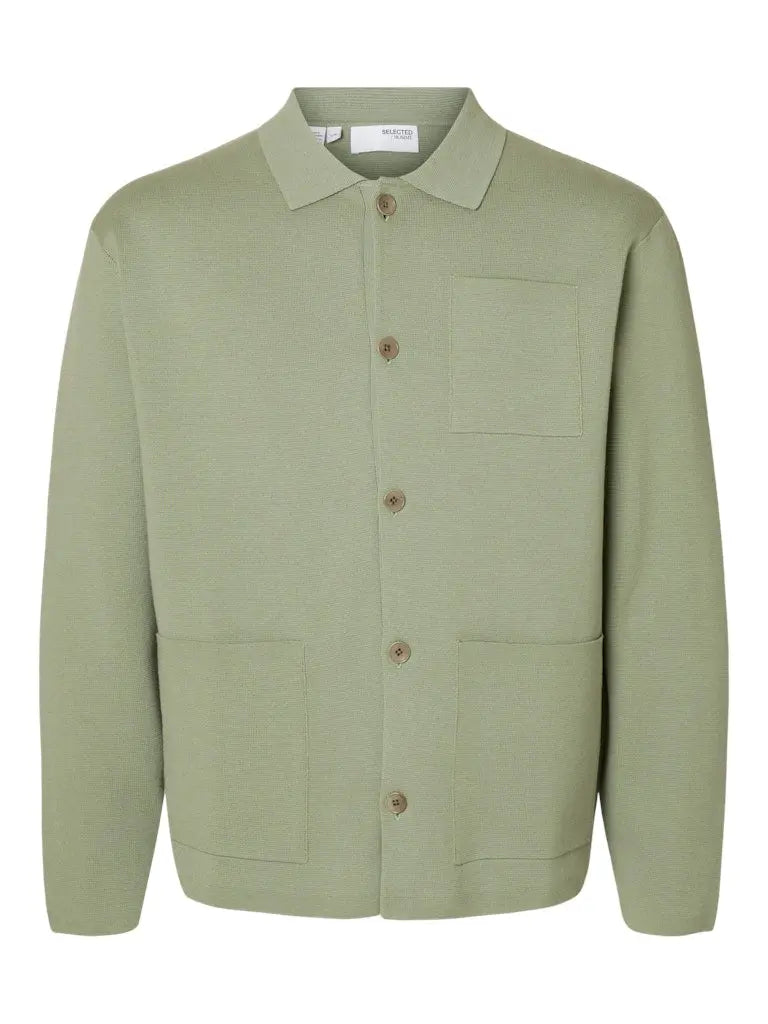 Mike Polo Cardigan - Iceberg Green Selected Homme