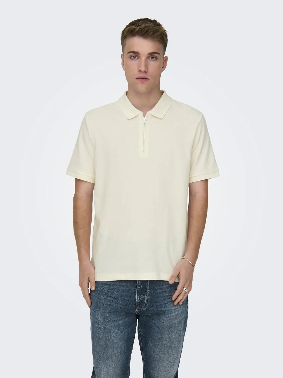 Mike Zip Polo - Cloud Dancer Only & Sons