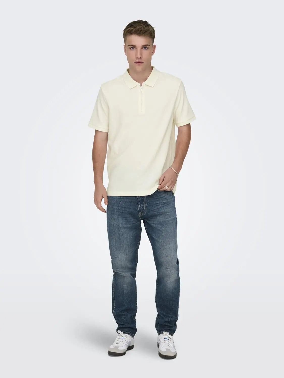 Mike Zip Polo - Cloud Dancer Only & Sons