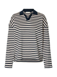 Milly LS Polo - Dark Sapphire Stripe Selected Femme
