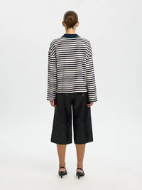 Milly LS Polo - Dark Sapphire Stripe Selected Femme