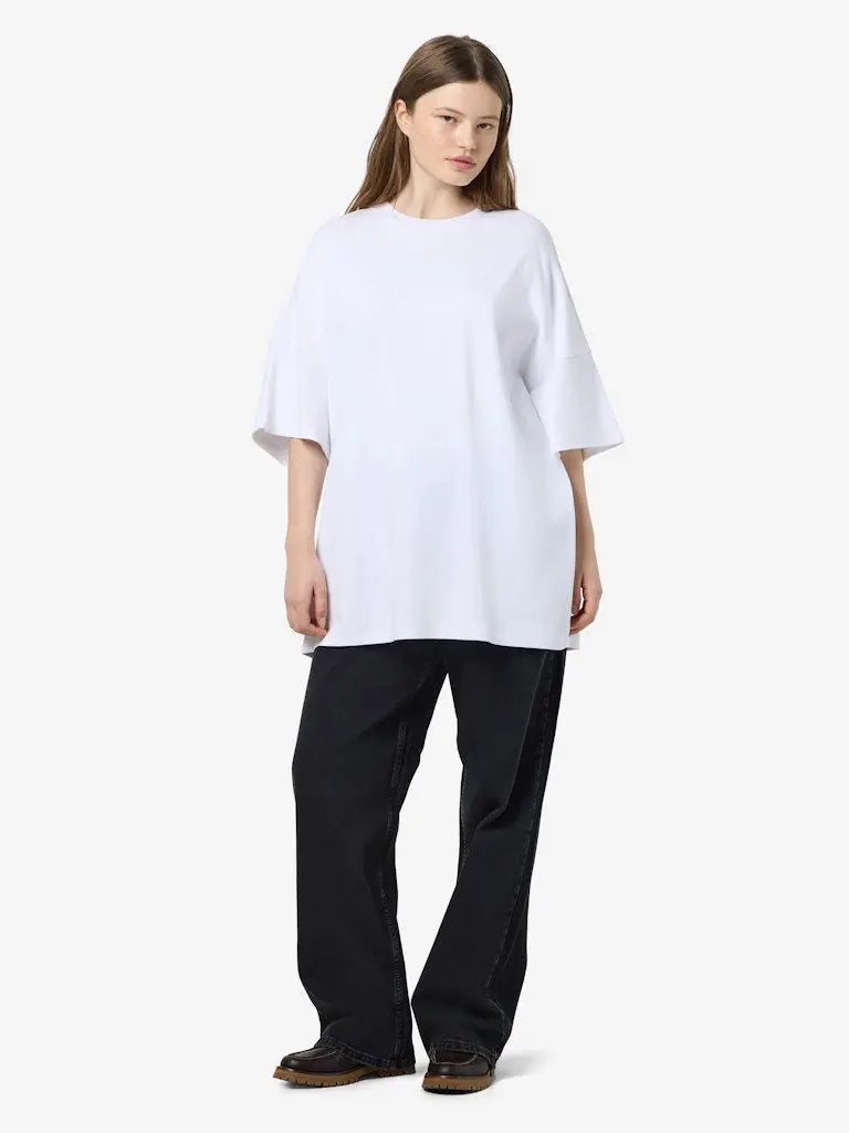 Mocca Boxy T-Skjorte Dress - Bright White Noisy May