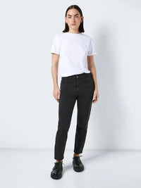 Moni Cropped Straight Jeans - Black Denim Noisy May