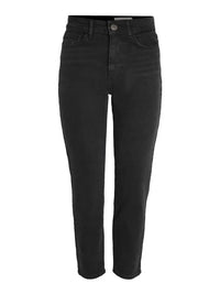 Moni Cropped Straight Jeans - Black Denim Noisy May