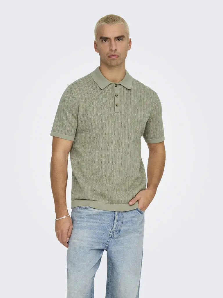 Moon Strikket Polo - Laurel Oak Only & Sons