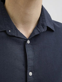 Moss Sunny Linskjorte SS - Navy Blazer JJ Rebel