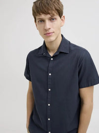 Moss Sunny Linskjorte SS - Navy Blazer JJ Rebel