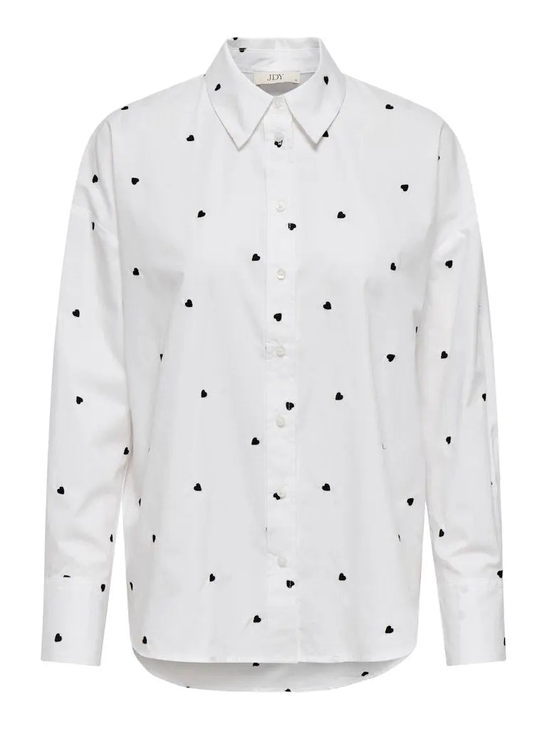 Nelly Loose Skjorte - White/Black Heart JDY